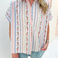 French Floral Collar V-neck Top