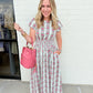 Rosita Floral Stripe Smocked Waist Midi Dress