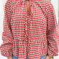 Cadence Plaid Long Sleeve Tie Top