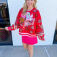 Vintage Poinsettia Santa Sweatshirt