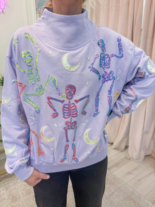Multi Dancing Skeleton Mock Neck Sweatshirt