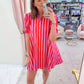 Stripe Puff Sleeve Mini Dress