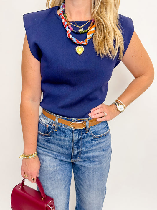 Elevated Knit Shoulder Pad Top