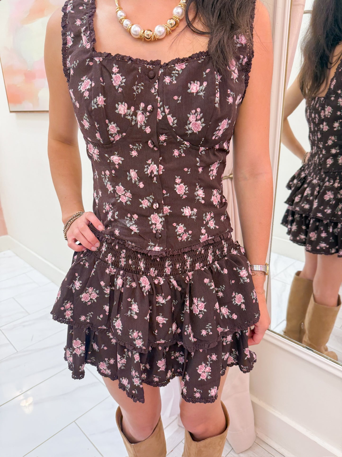 Bronwyn Floral Tank & Skirt Set