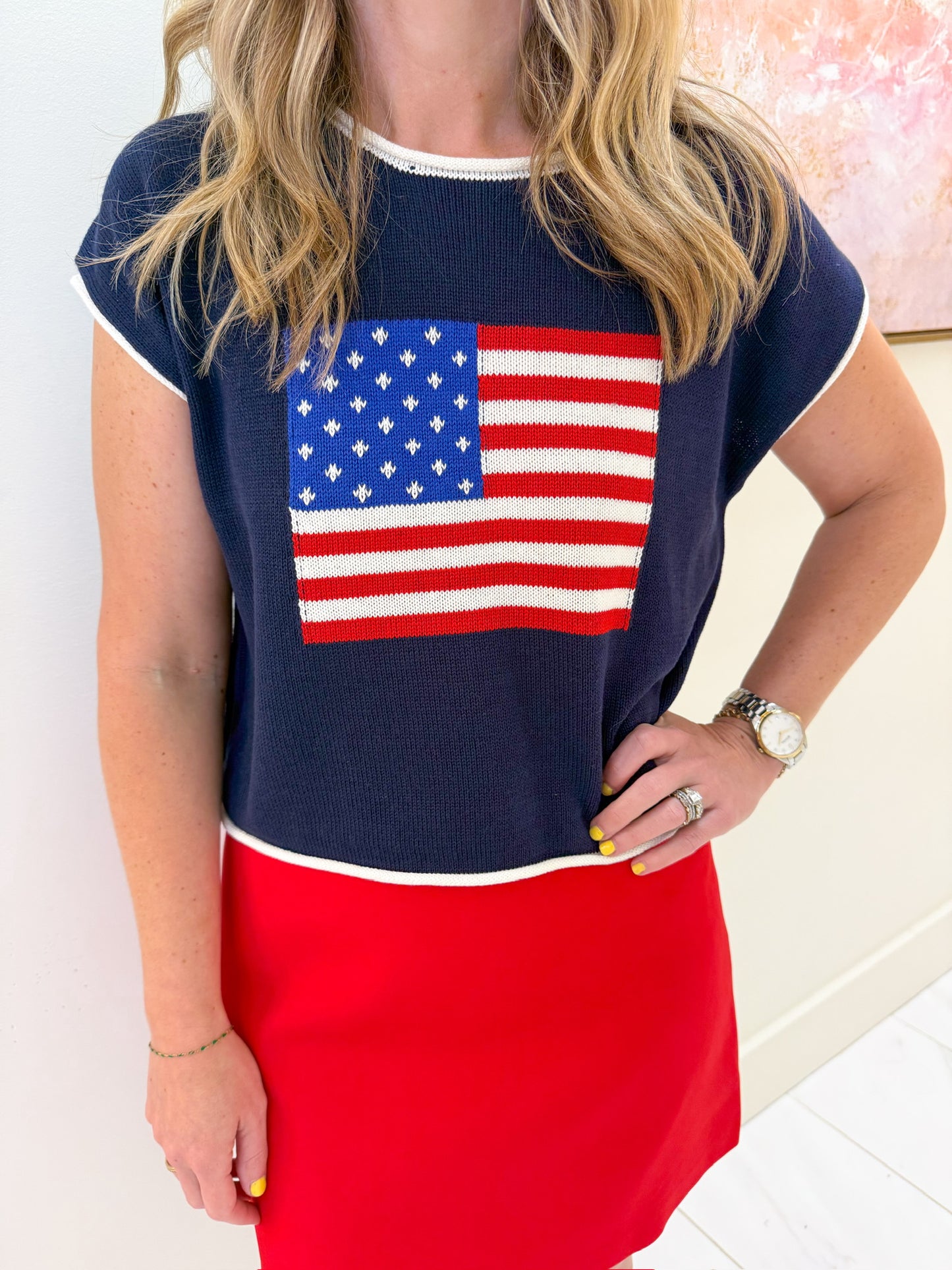 Flag Rolled Edge Sweater