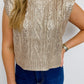 Cable Knit Metallic Crop Sweater Tank