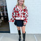 Poinsettia Button Up Cardigan