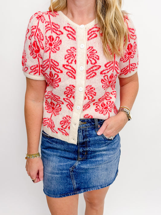 Floral Field SS Sweater Cardi