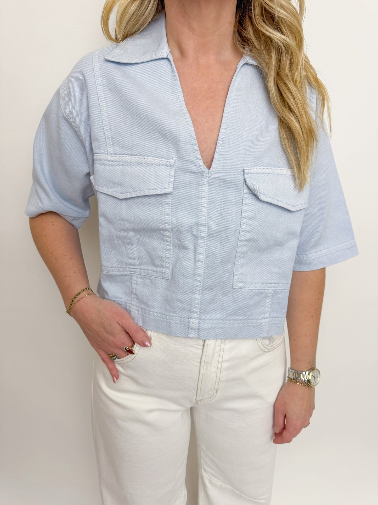 Basic Short Sleeve Button Up