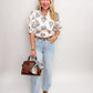 Vintage Floral Ruffle Neck Button Blouse