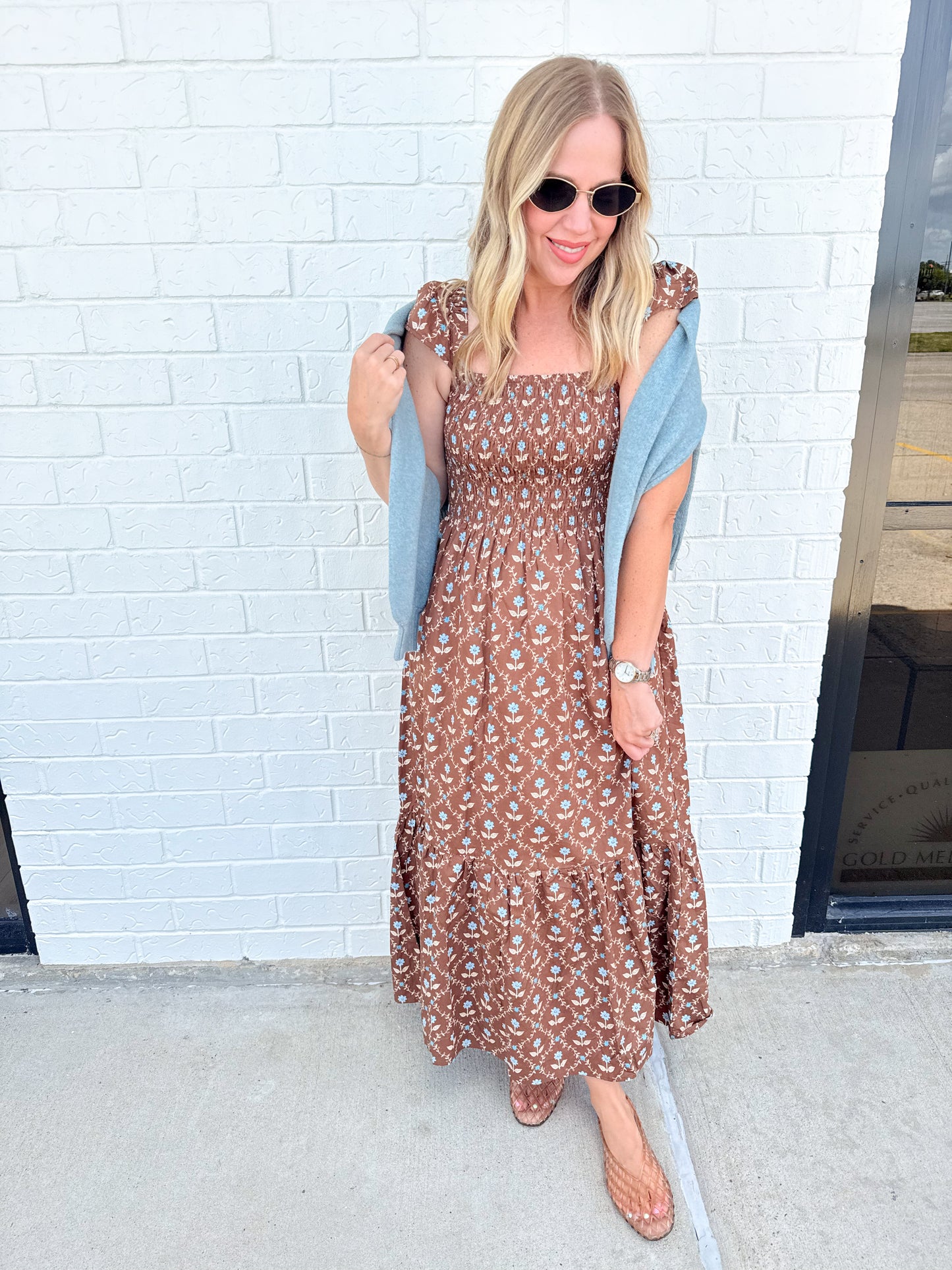 Floral Poplin Smock Tier Dress