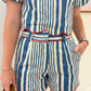 Stripe Scalloped Puff Sleeve Top