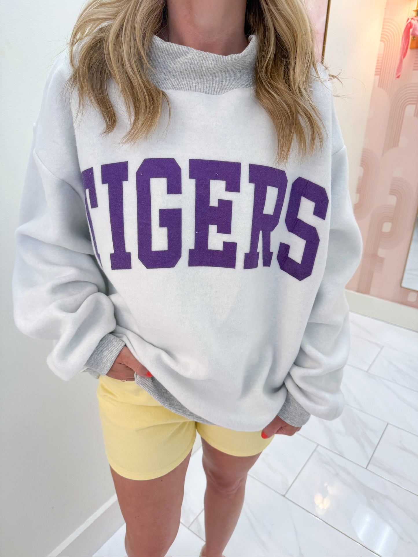 Louisiana/Tigers Reversible Mock Neck Sweatshirt
