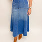 Equestrian Chic Denim Midi Skirt