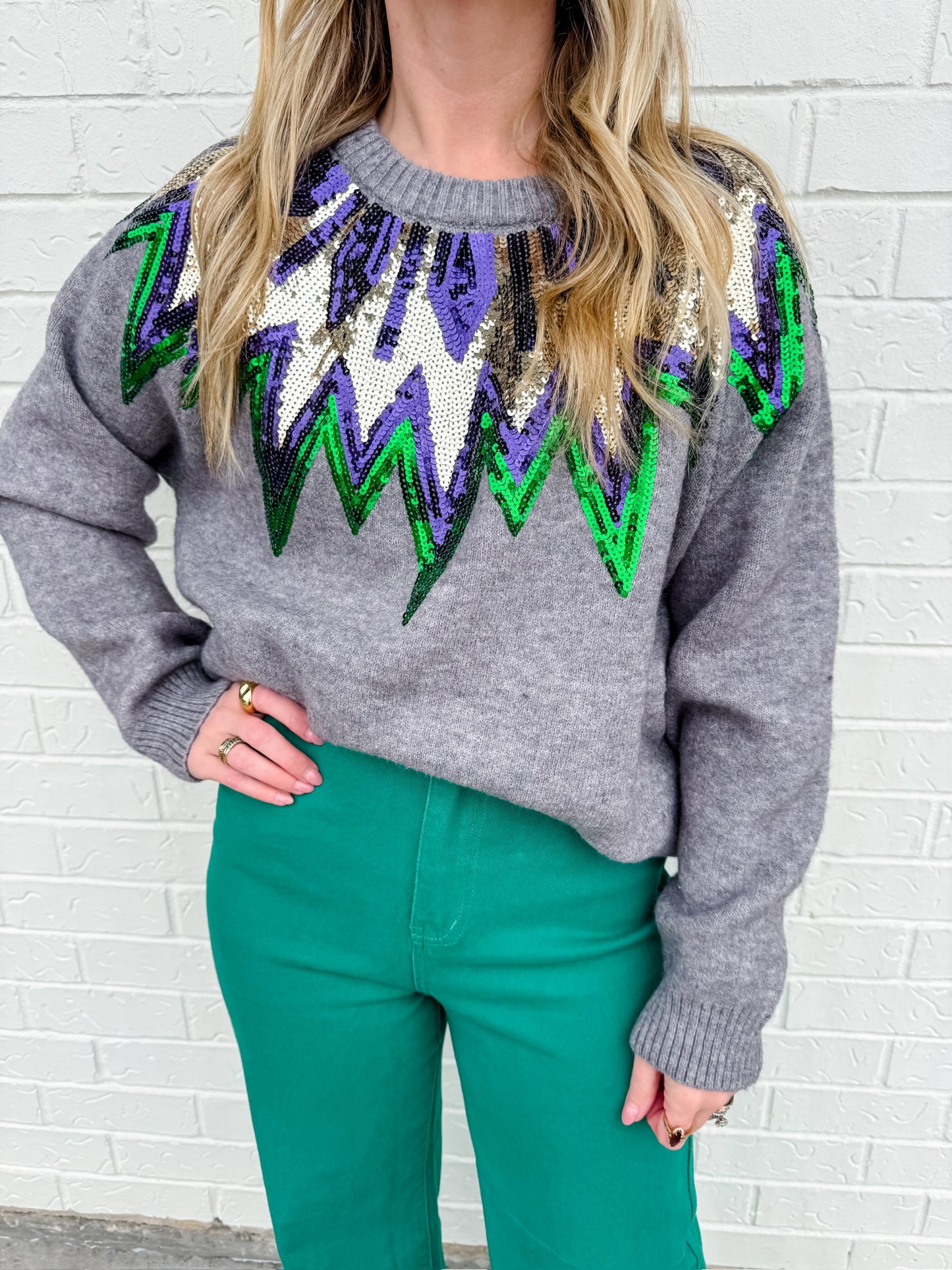 Mardi Sequin Fair Isle Sweater