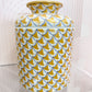 Porcelain Round Tissue Box Matted Gold Fishnet