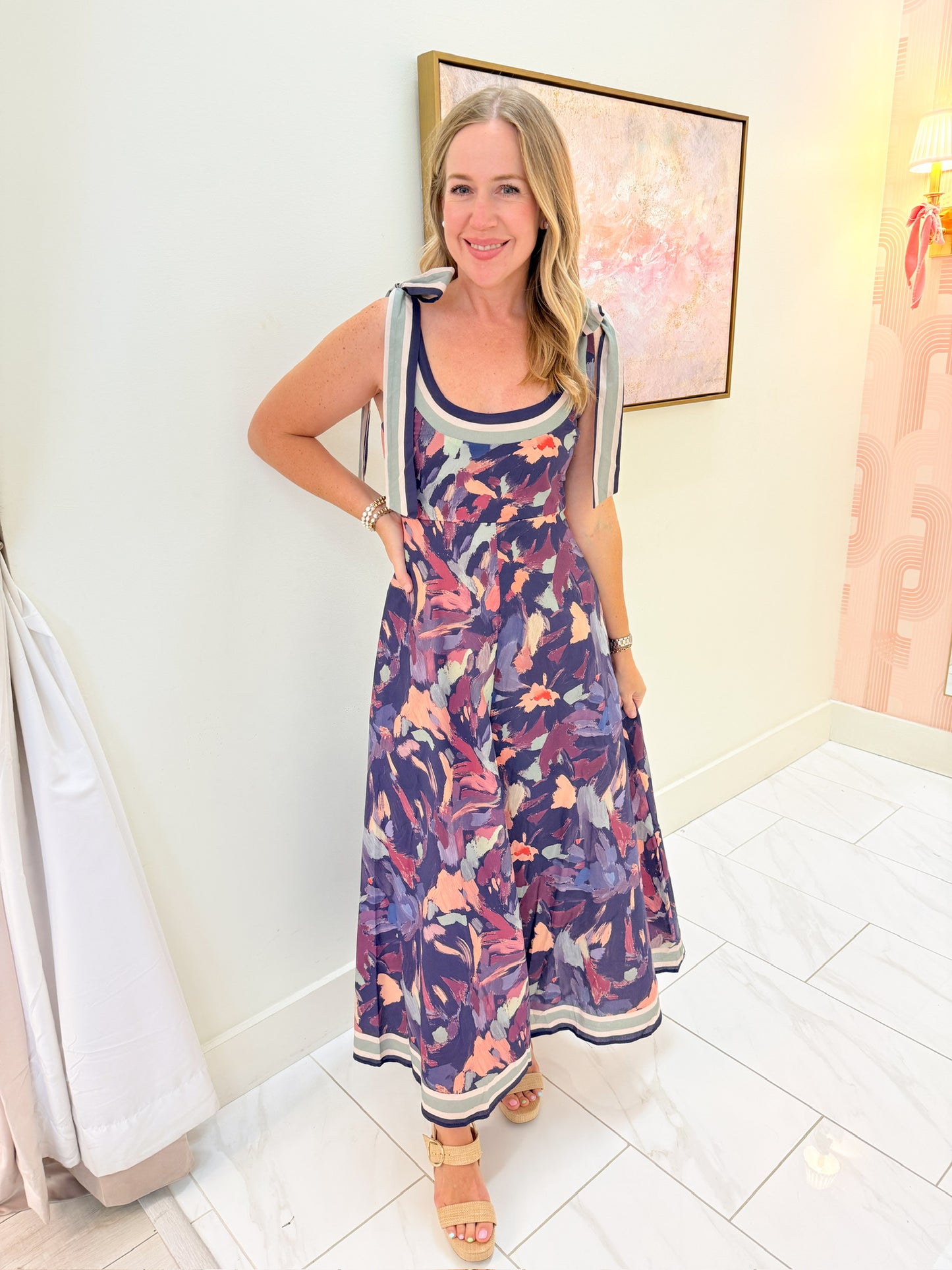 Fall For Watercolor Florals Maxi Dress