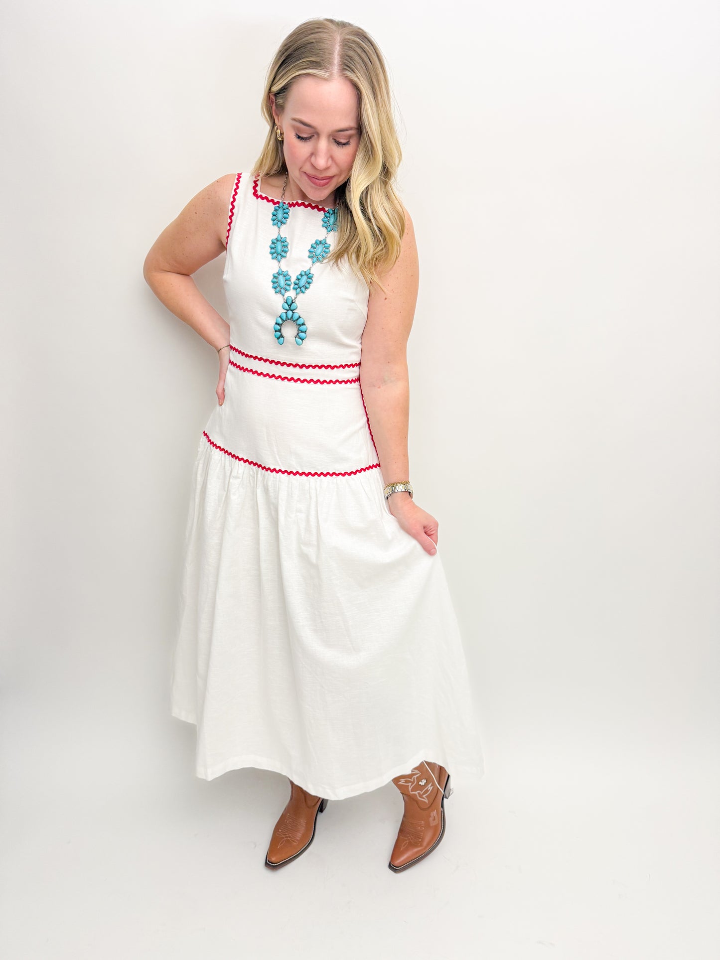 Juanita RicRac Trim Midi Dress