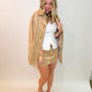 Vancouver Skort Beige Faux Suede