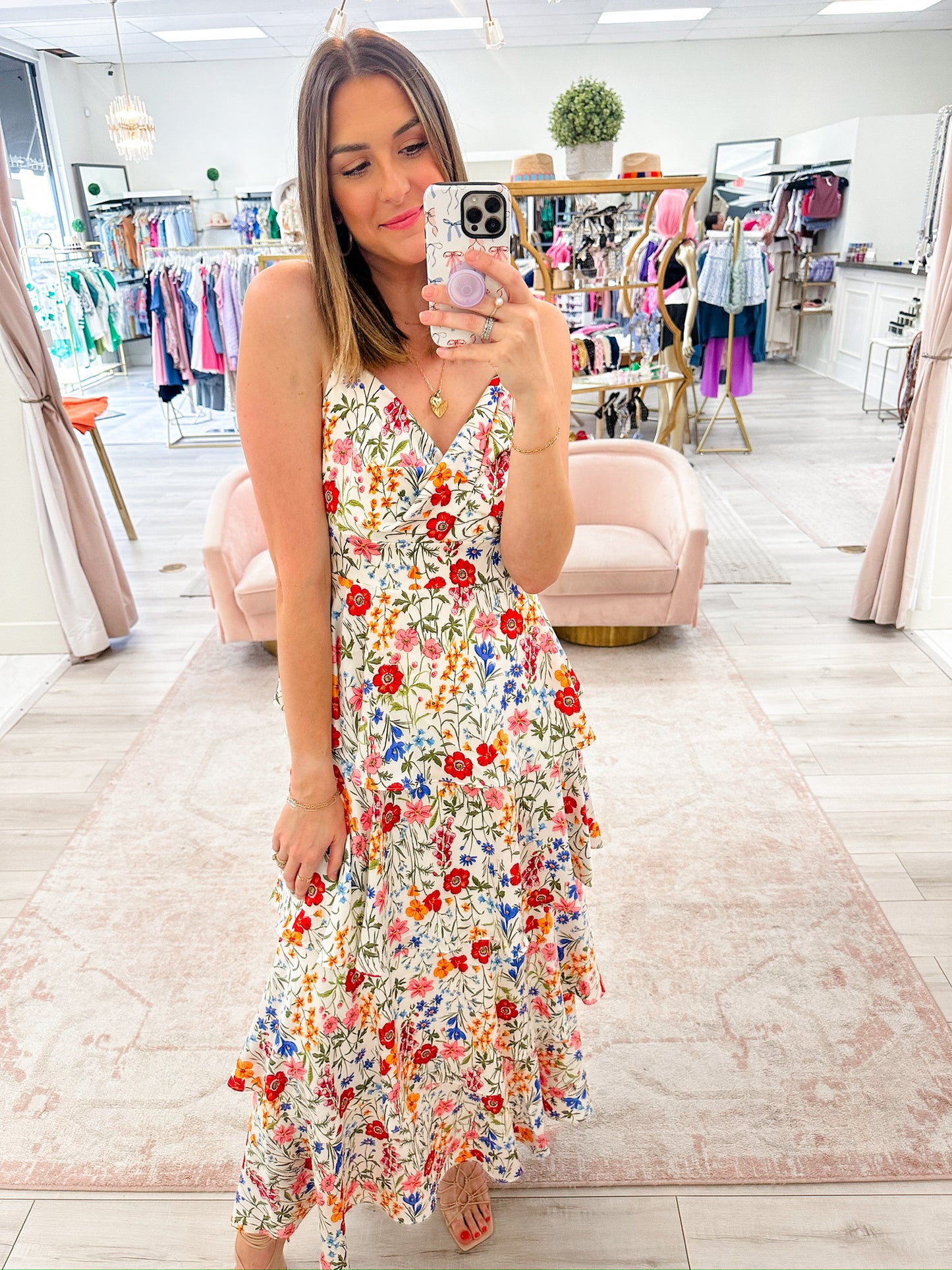 Painted Blooms Tiered Maxi Dress