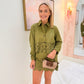 Lucia Eyelet Faux Suede Cropped Shirt