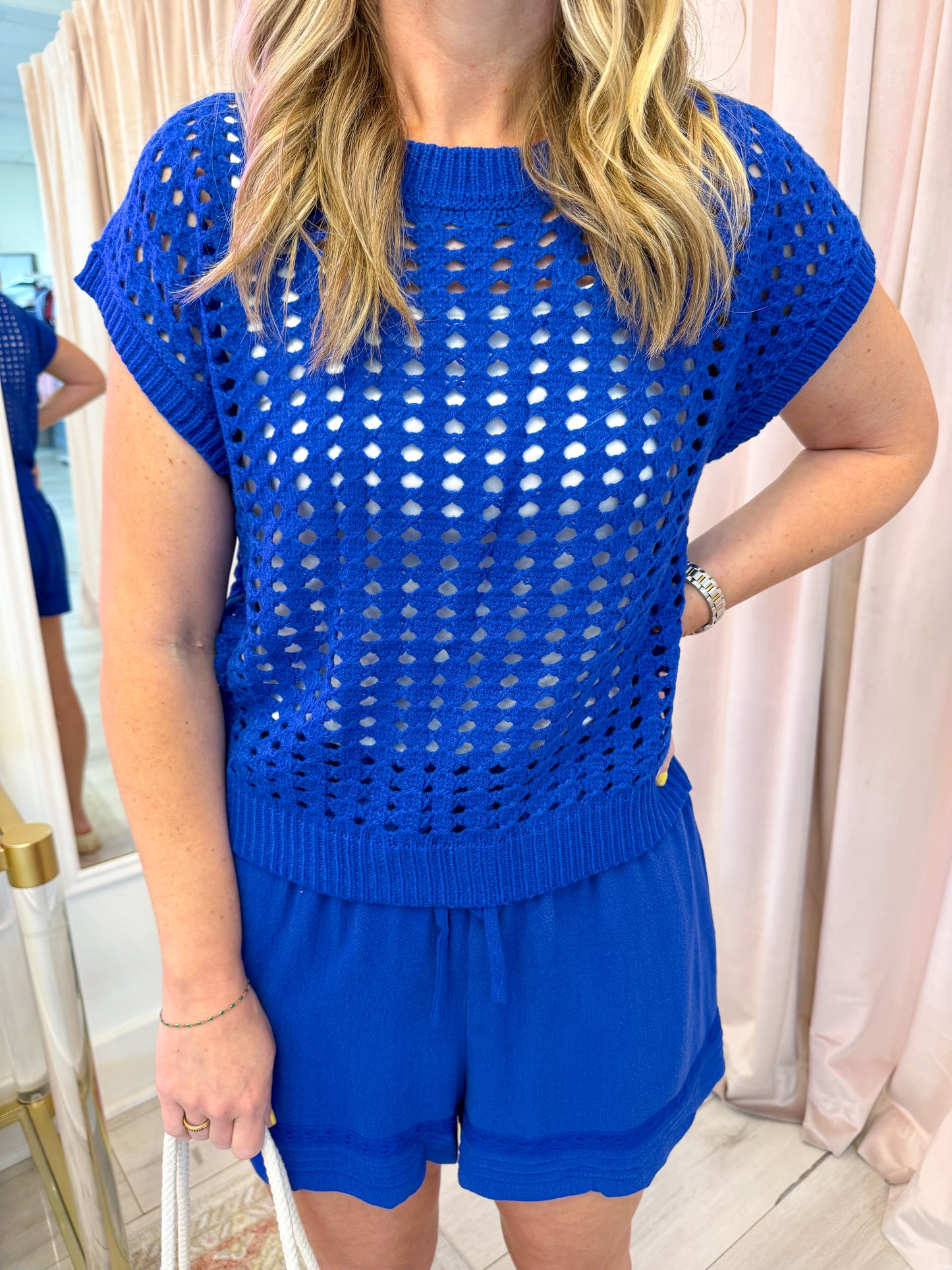 Elia Open Knit Pullover Top