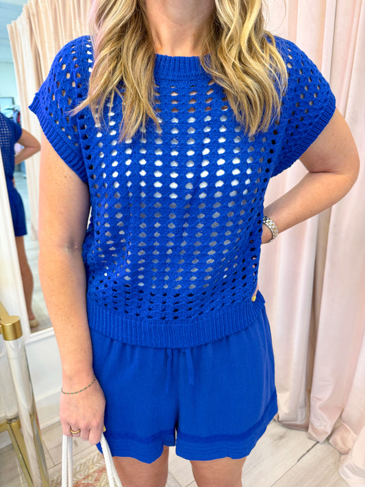 Elia Open Knit Pullover Top