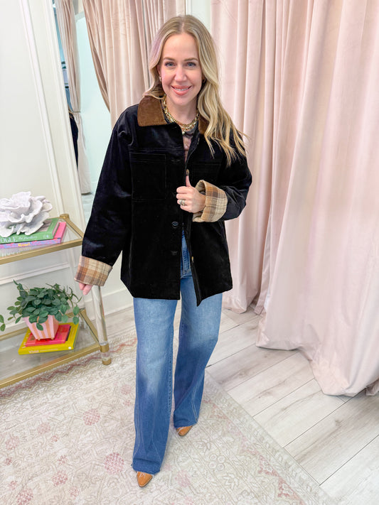 Contrast Corduroy Barn Jacket