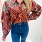 Della Patchwork Button Blouse