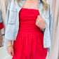 Berry Sweet Bubble Hem Mini Dress