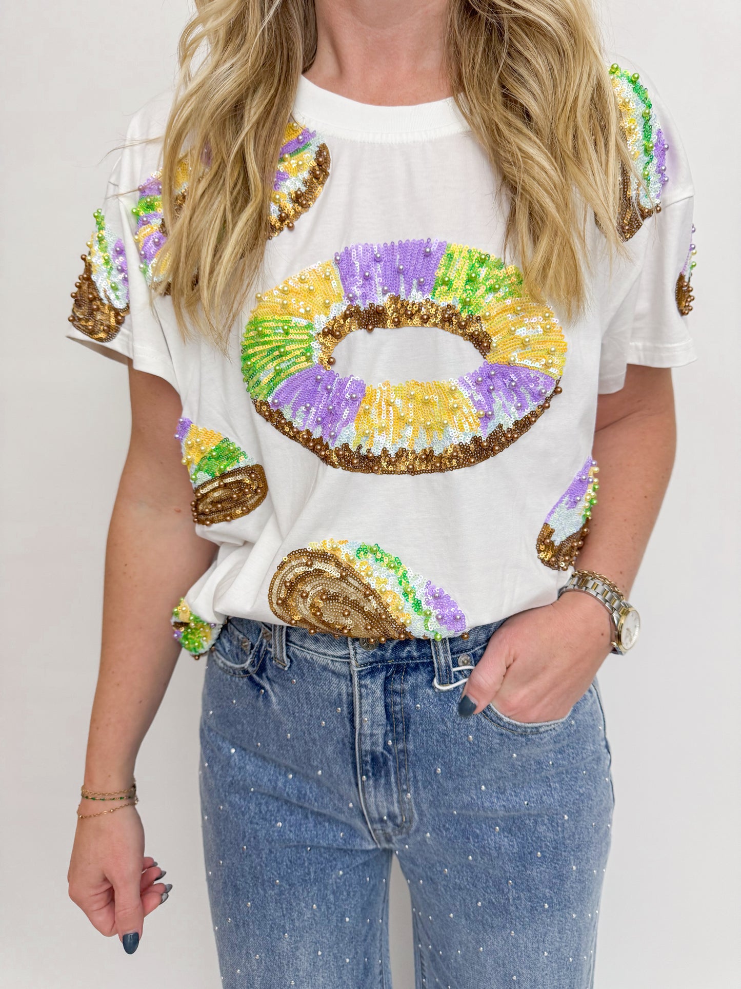 King Cake All Over Sequin Tee