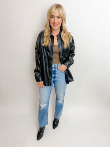 Leather Button Up Shacket