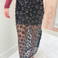 Sheer Textured Floral Midi Skirt