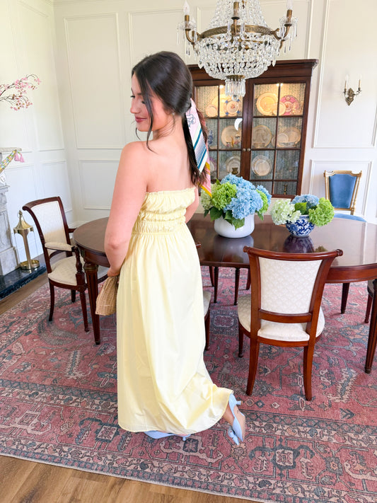 Lemon Drop Strapless Maxi Dress