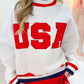 USA Stripe Trim Mock Neck Sweatshirt