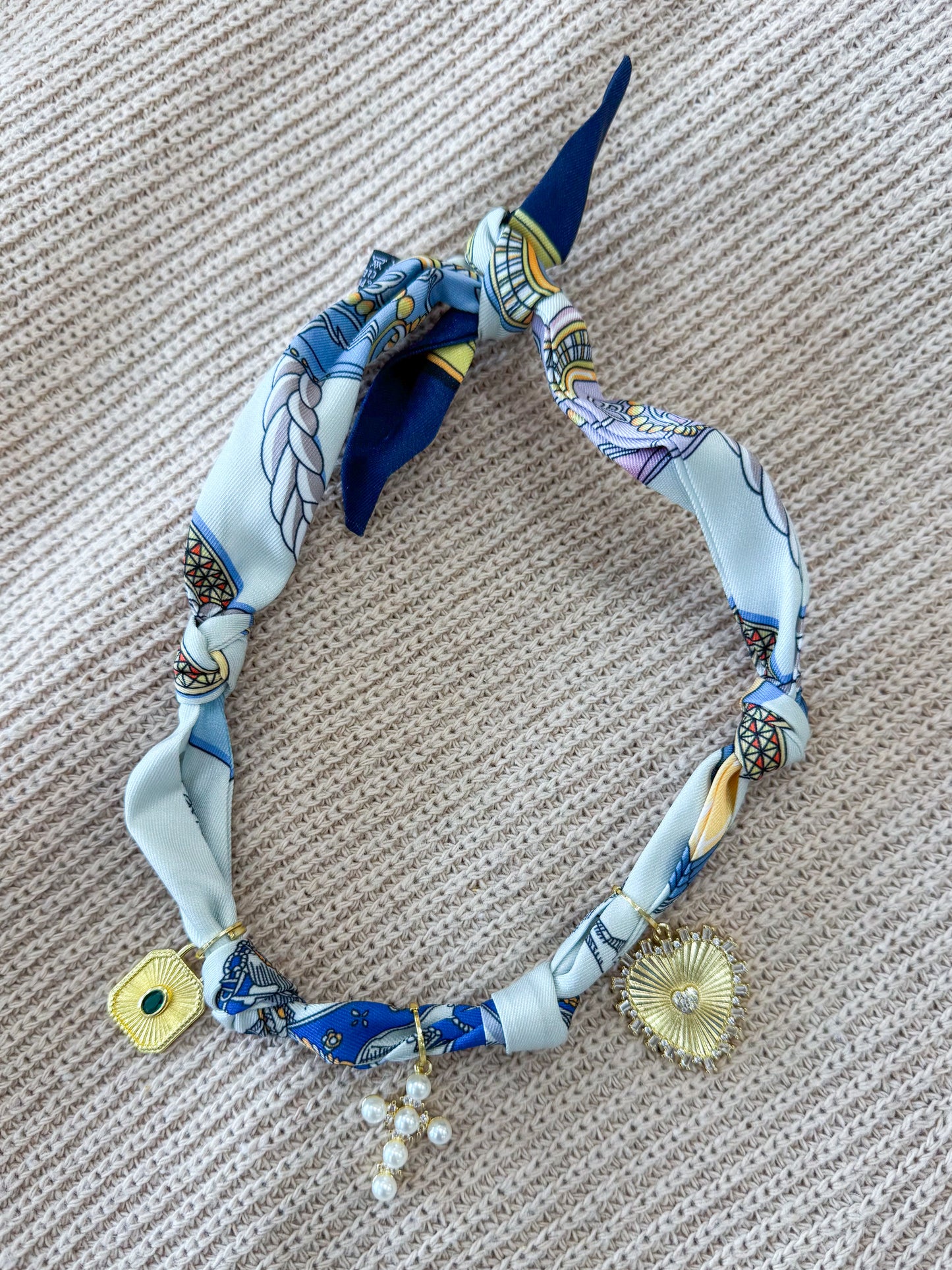 Caroline Multi Charm Scarf Necklace