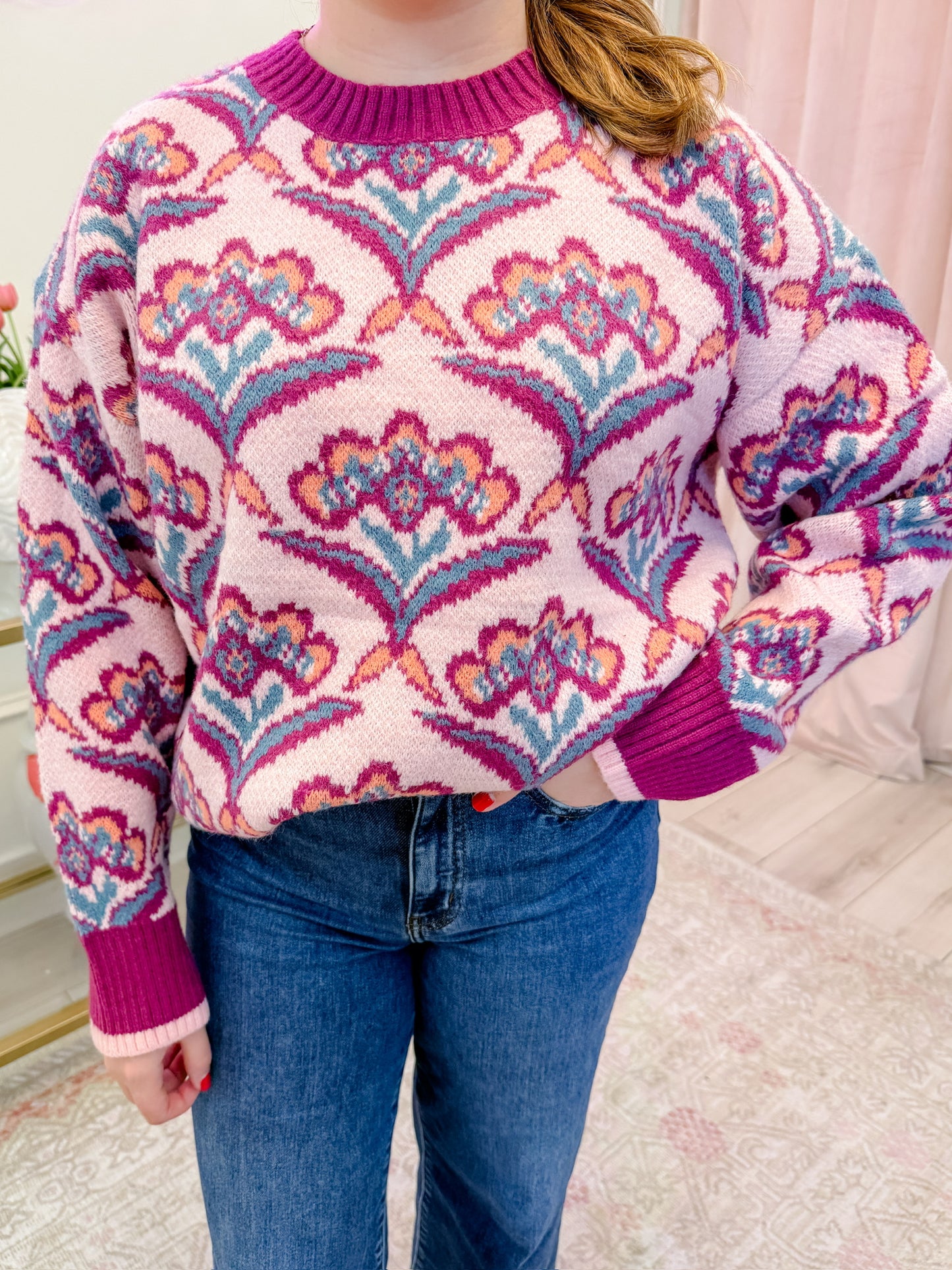 Winter Floral Sweater