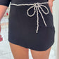 Rhinestone Bow Front Mini Skort