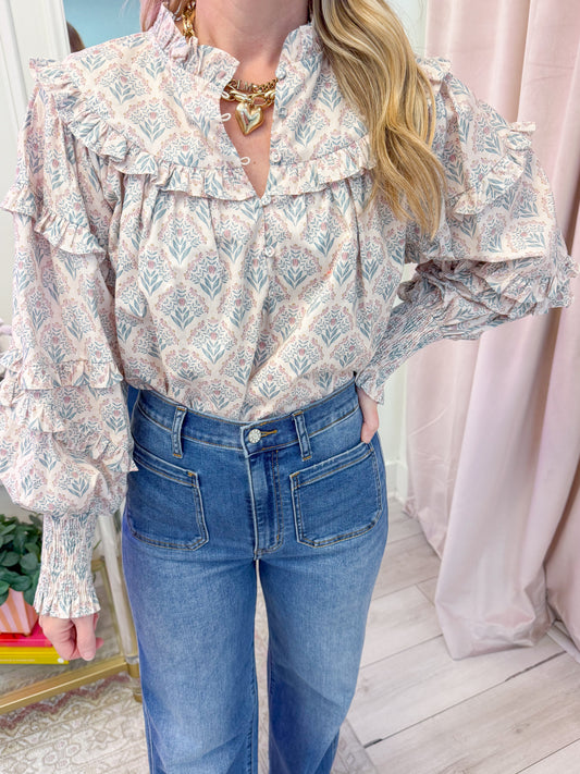 Tilley Floral Ruffle Sleeve Blouse