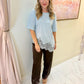 Slub Knit Lace Hem Tee