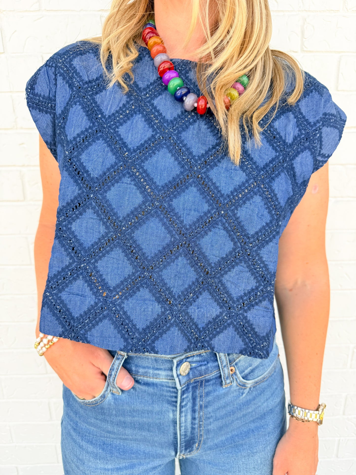 Denim Eyelet Greta Top
