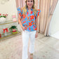 Mandarin Floral Flutter Sleeve Top