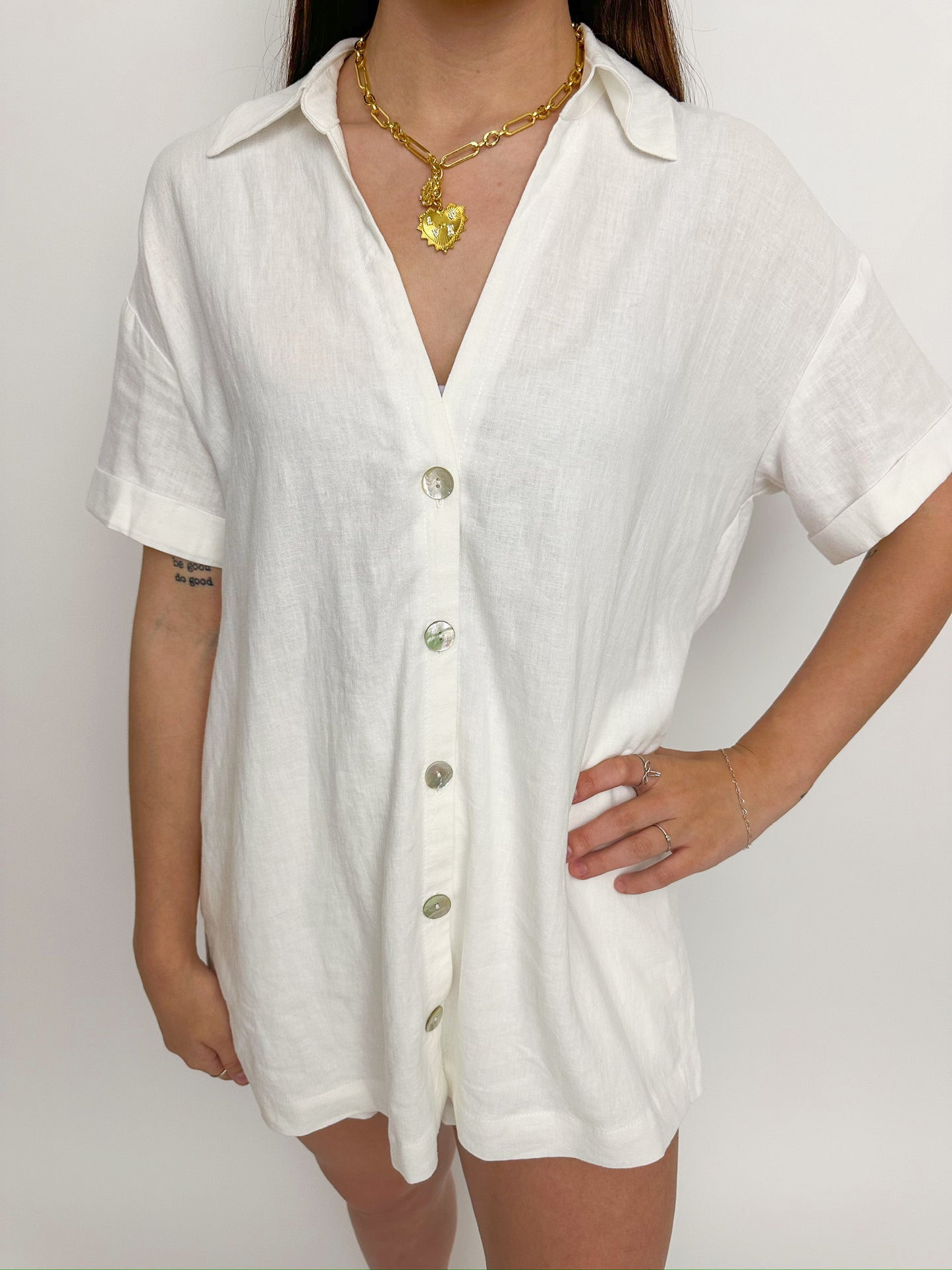 Parker Button Down White Linen