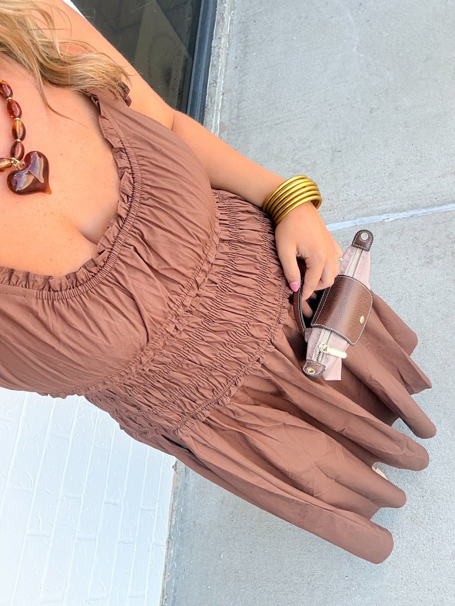 Solid Poplin Smock Cami Maxi Dress