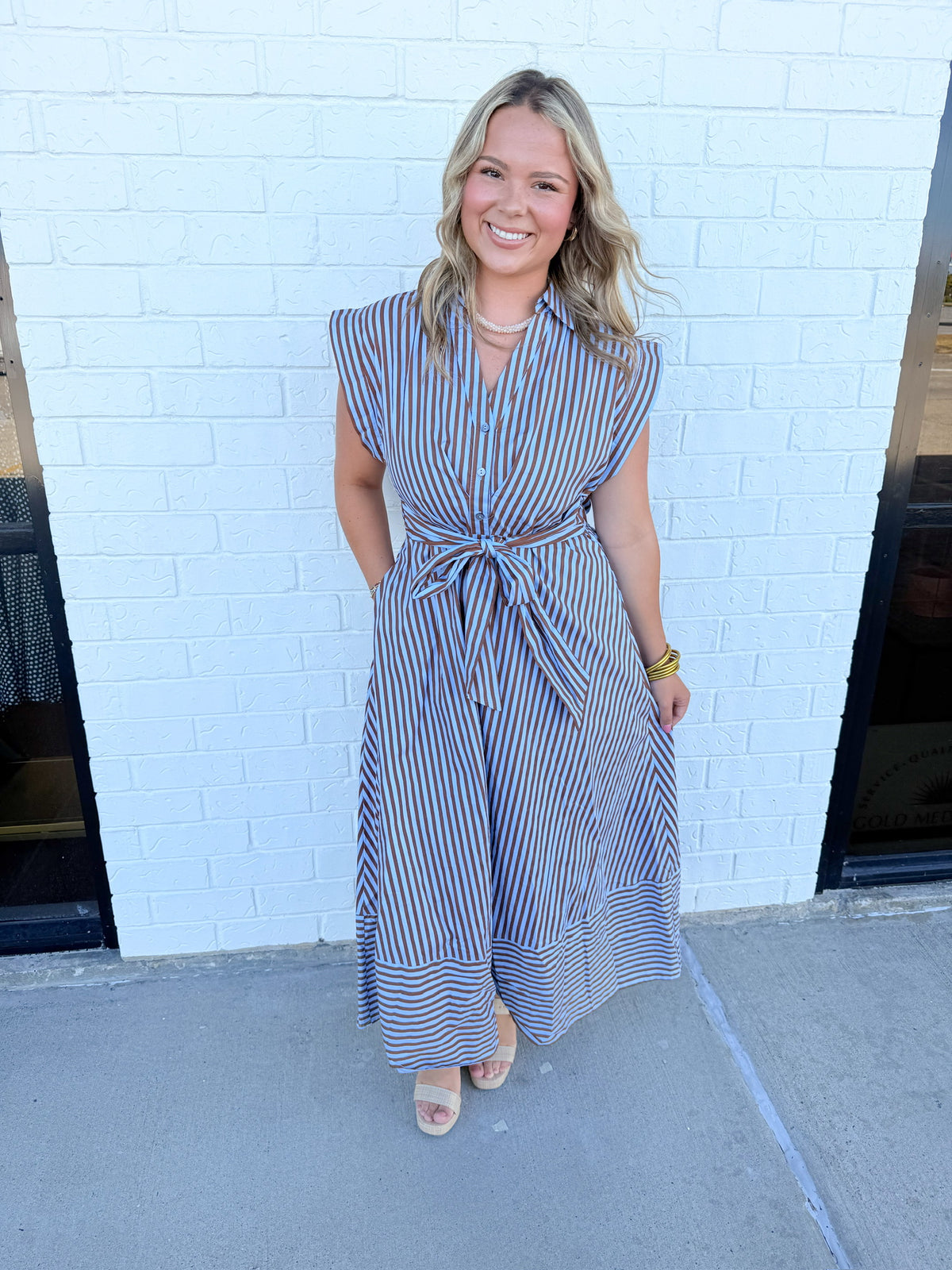 Coastal Strip Maxi Dress