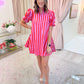 Stripe Puff Sleeve Mini Dress