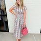 Rosita Floral Stripe Smocked Waist Midi Dress