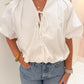 Solid Poplin Bubble Tie 3/4 Slv Top