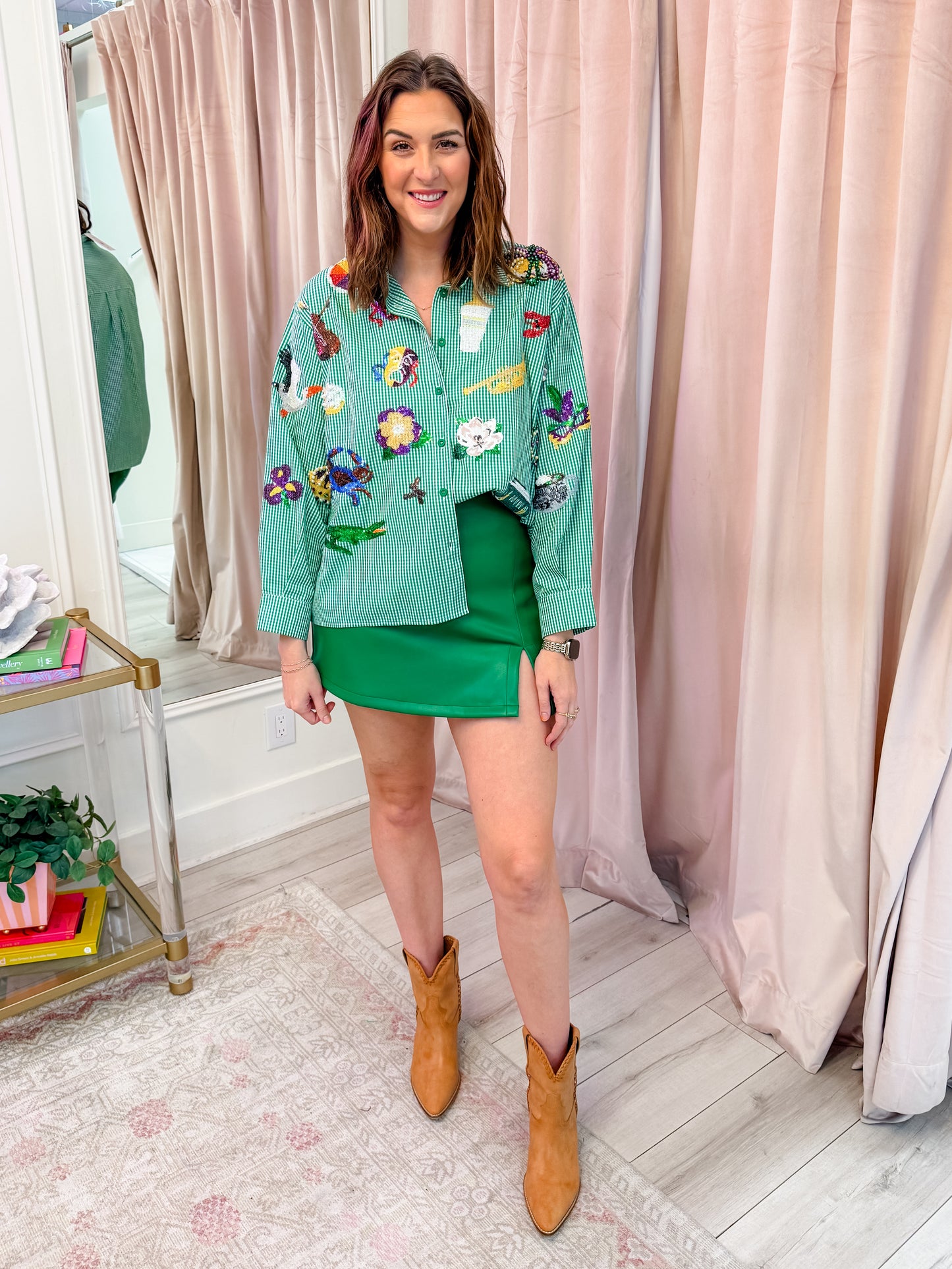 Gingham Mardi Gras Icon Top