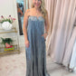 Athena Maxi Dress Pleated Silver
